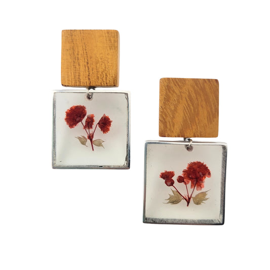 Flowers in Square Earrings