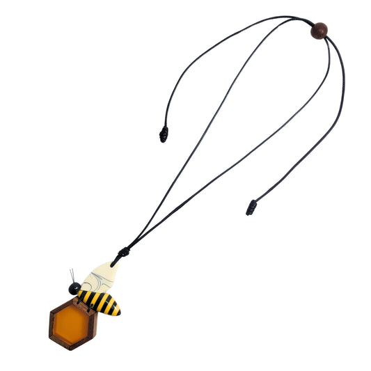Flying Bee with Little Honeycomb Pendant