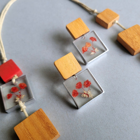 Flowers in Square Earrings