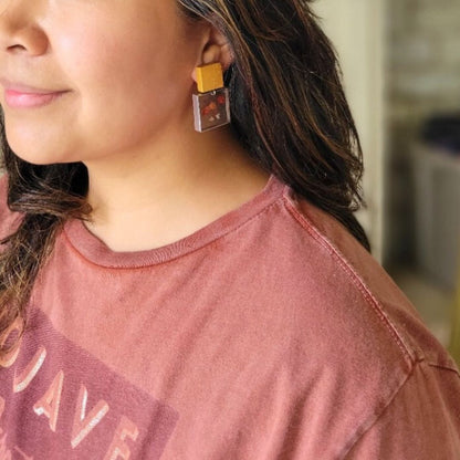 Flowers in Square Earrings