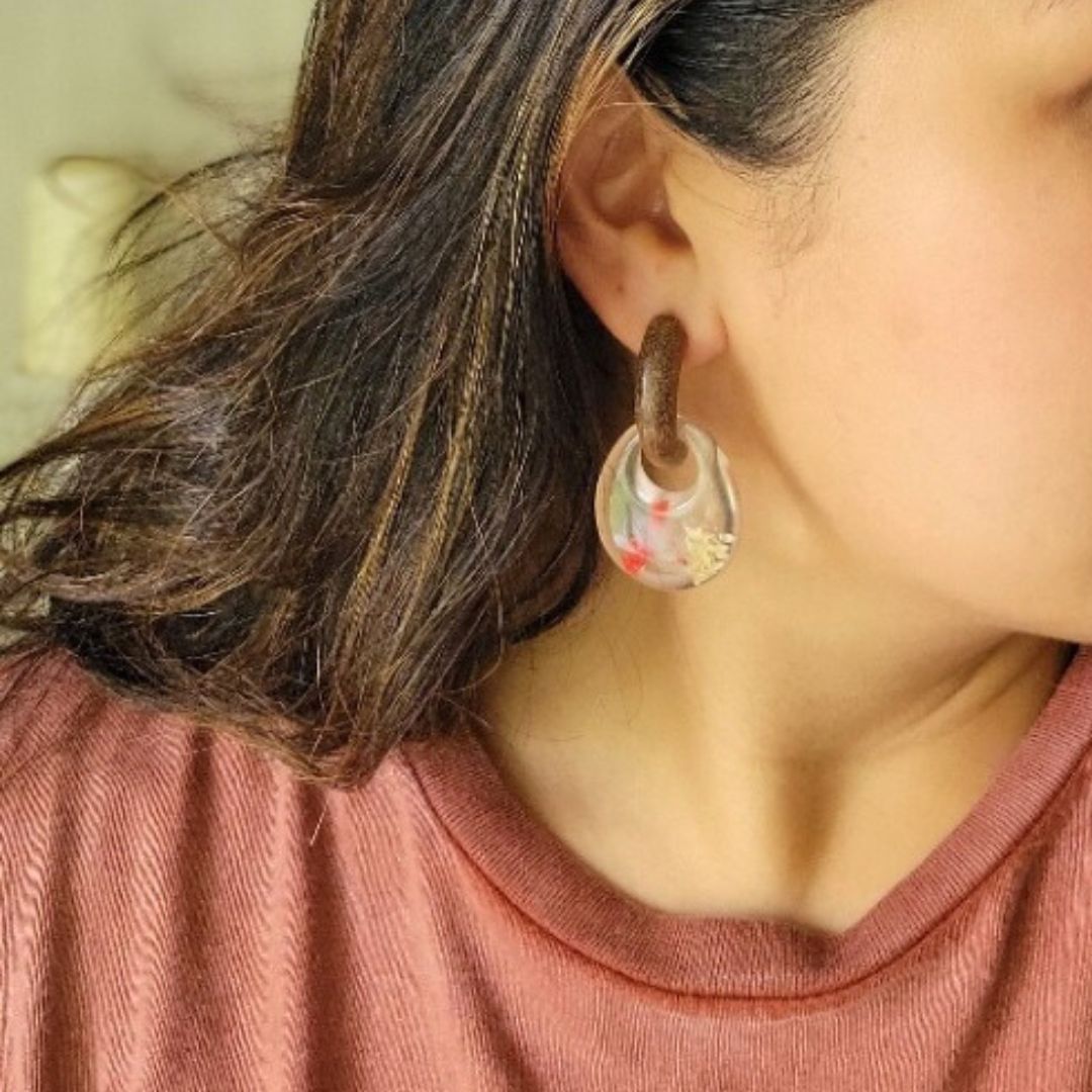Mini Flowers Oval Drop Earrings